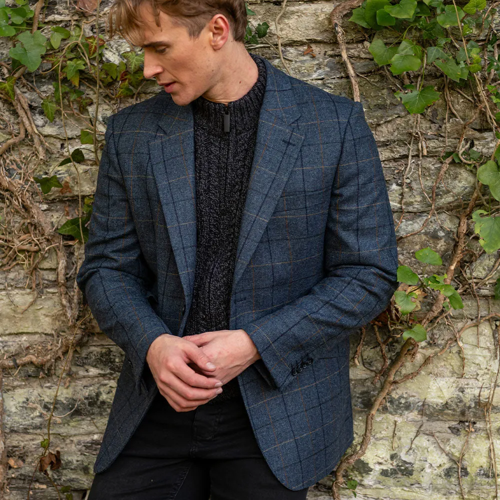 Navy Windowpane James Classic Gents Tweed Jacket