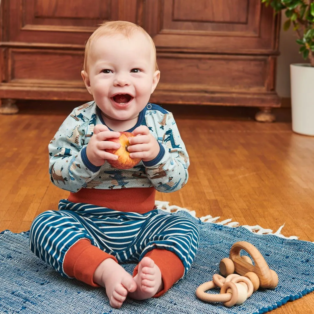 Organic longsleeve baby body "Crocs on Wheels" - 95% organic cotton, 5% elasthane