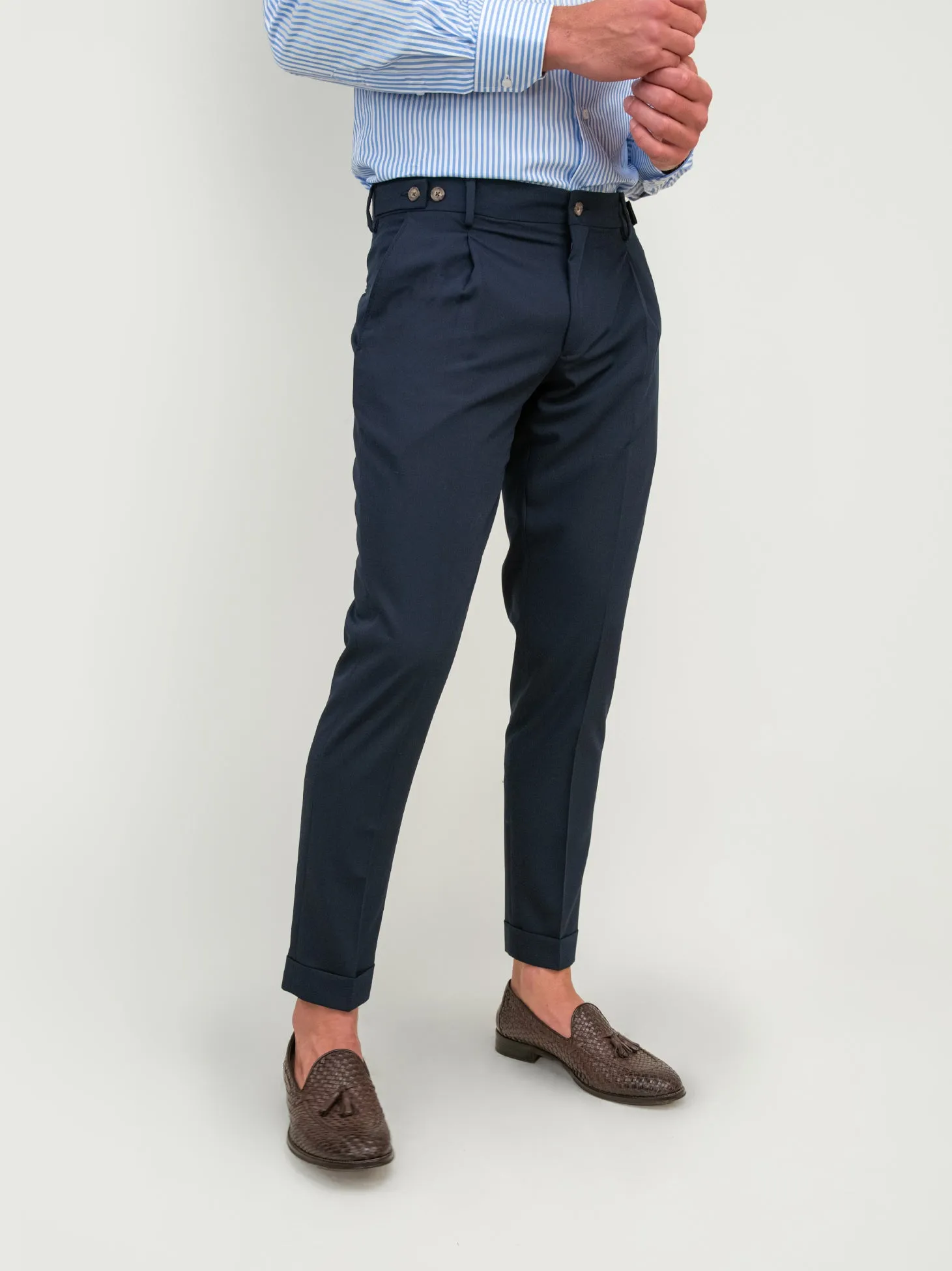 PANTALONE ELEGANTE CON BOTTONI BLU