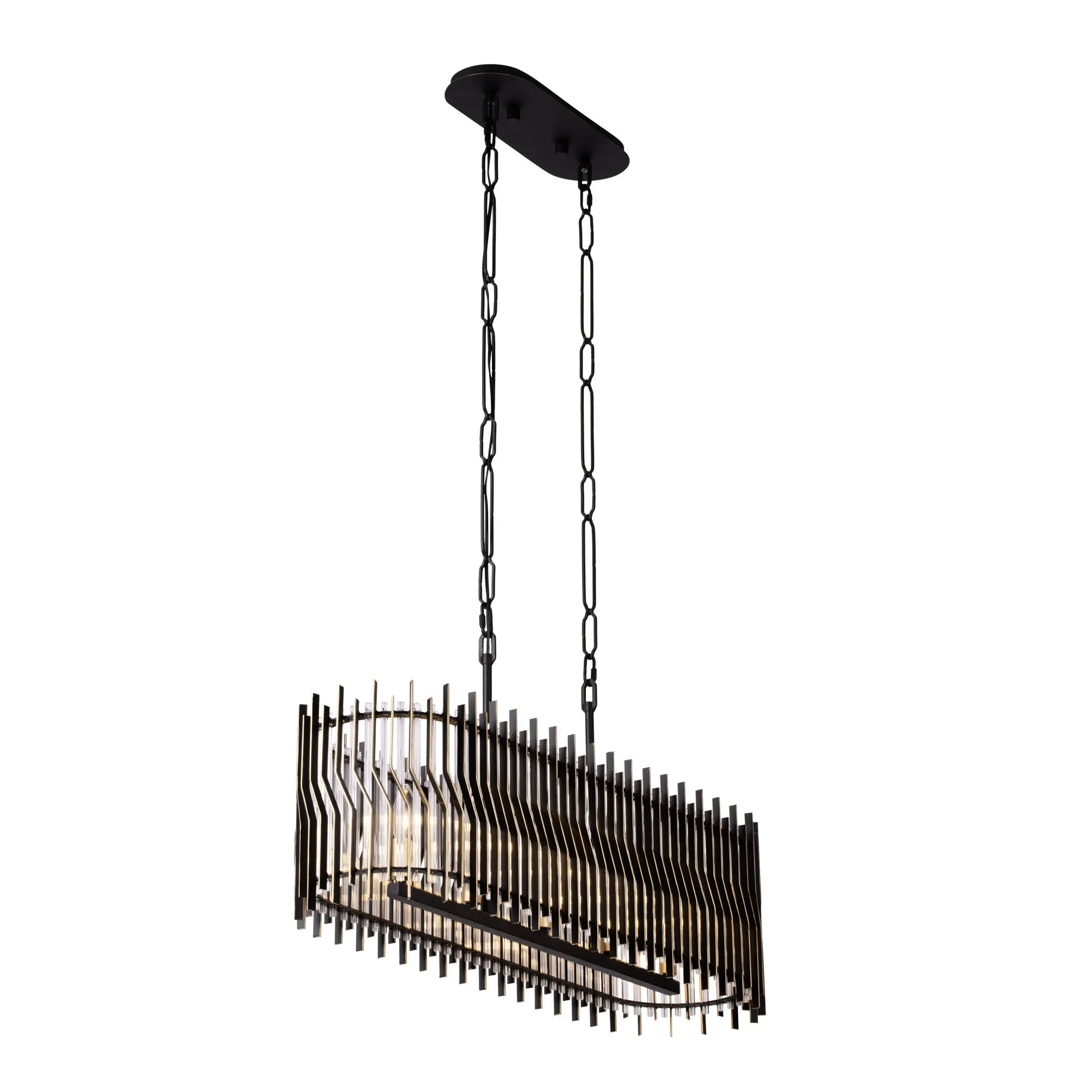 Park Row 393N05MBFG 5-Light Kitchen Island Pendant - Matte Black/French Gold