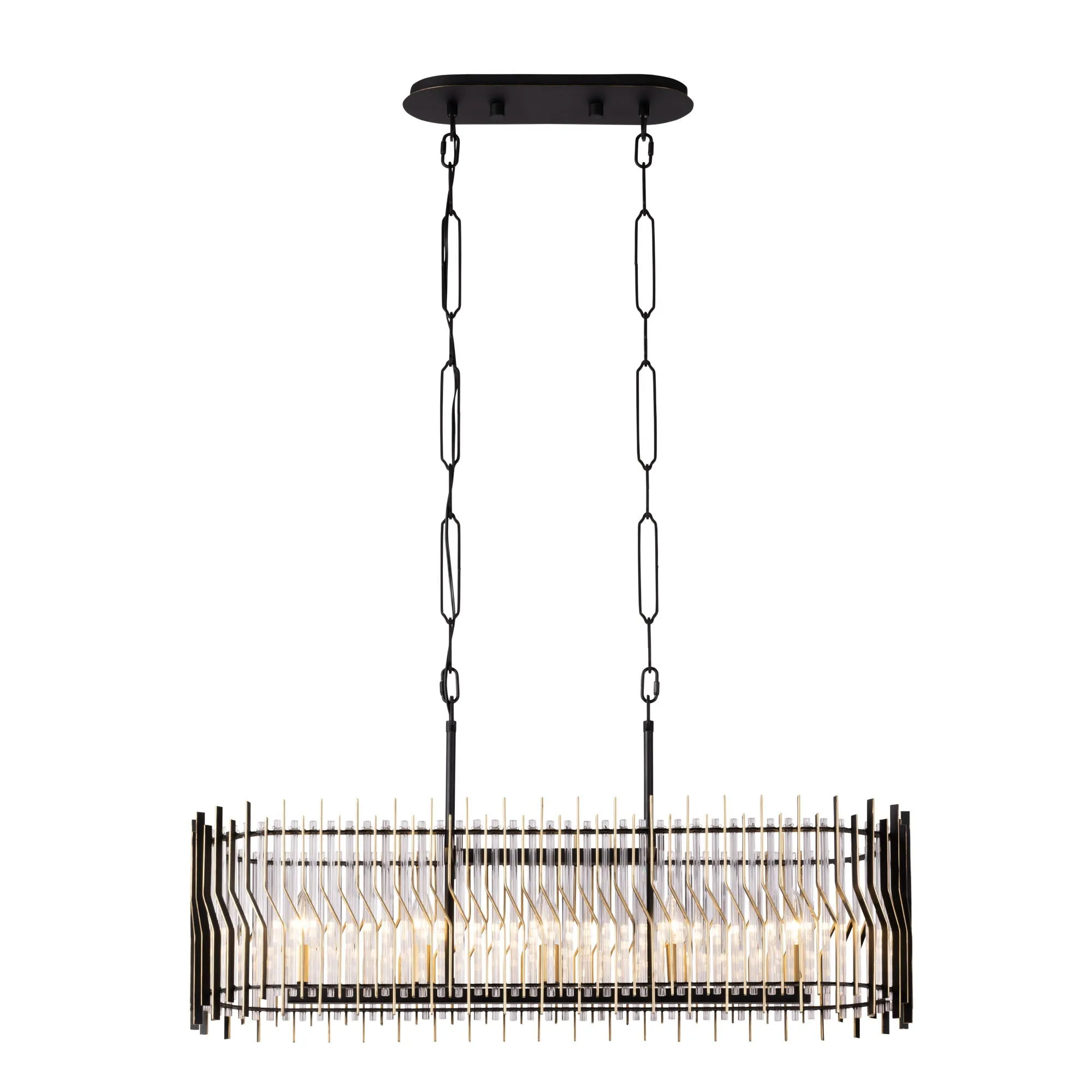 Park Row 393N05MBFG 5-Light Kitchen Island Pendant - Matte Black/French Gold