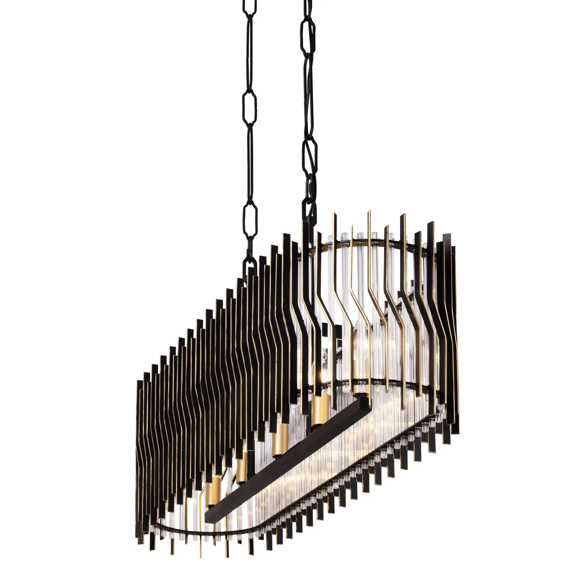 Park Row 393N05MBFG 5-Light Kitchen Island Pendant - Matte Black/French Gold