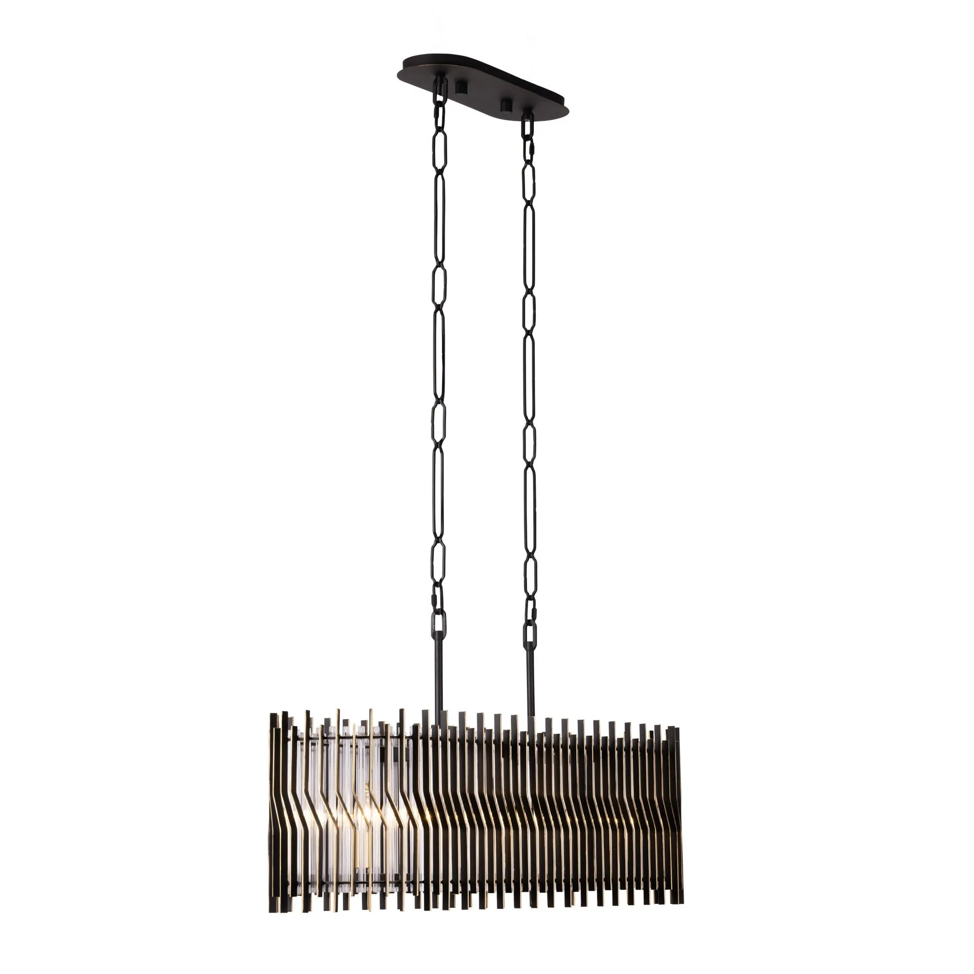 Park Row 393N05MBFG 5-Light Kitchen Island Pendant - Matte Black/French Gold