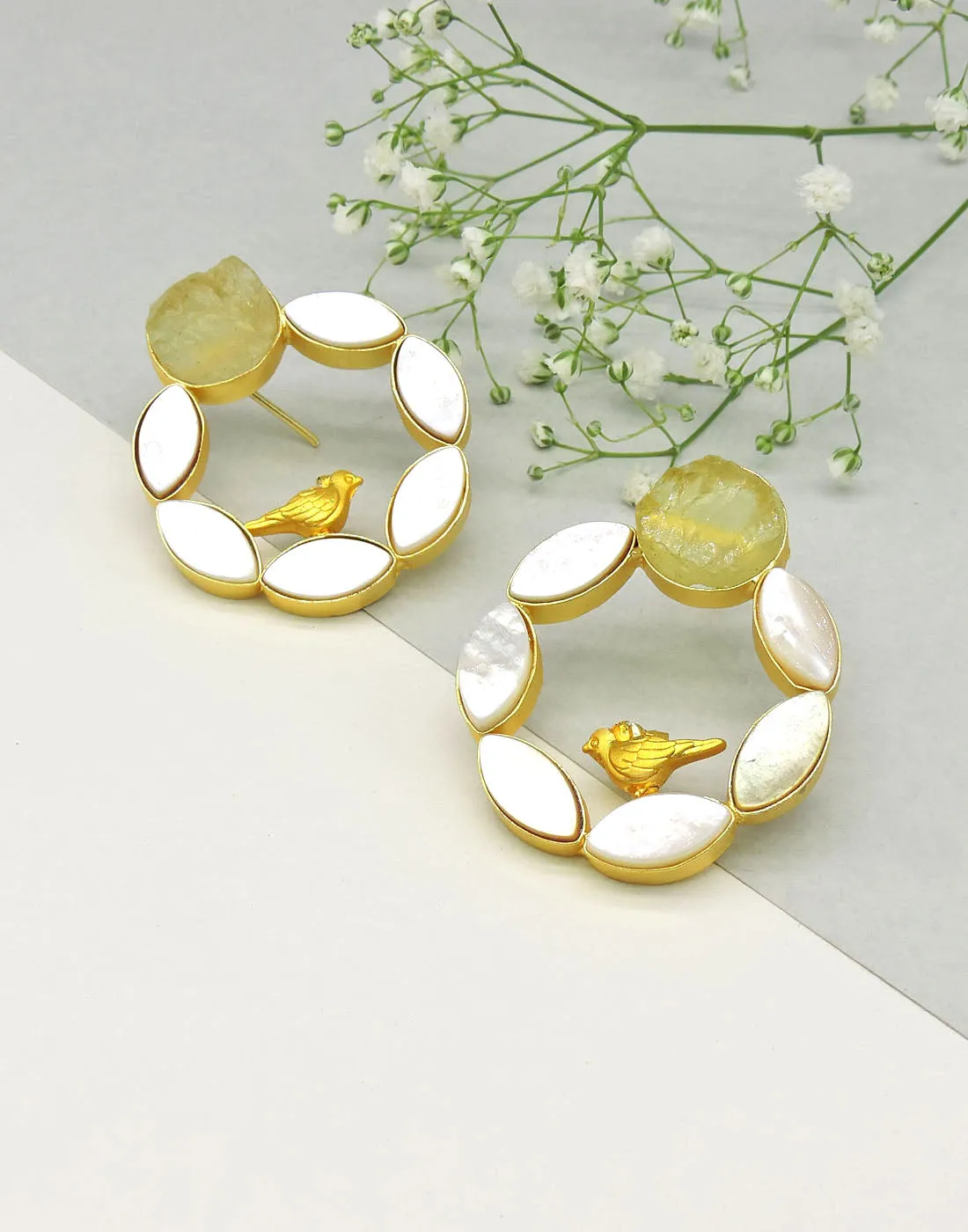 Pearl Cage Earrings (Citrine)