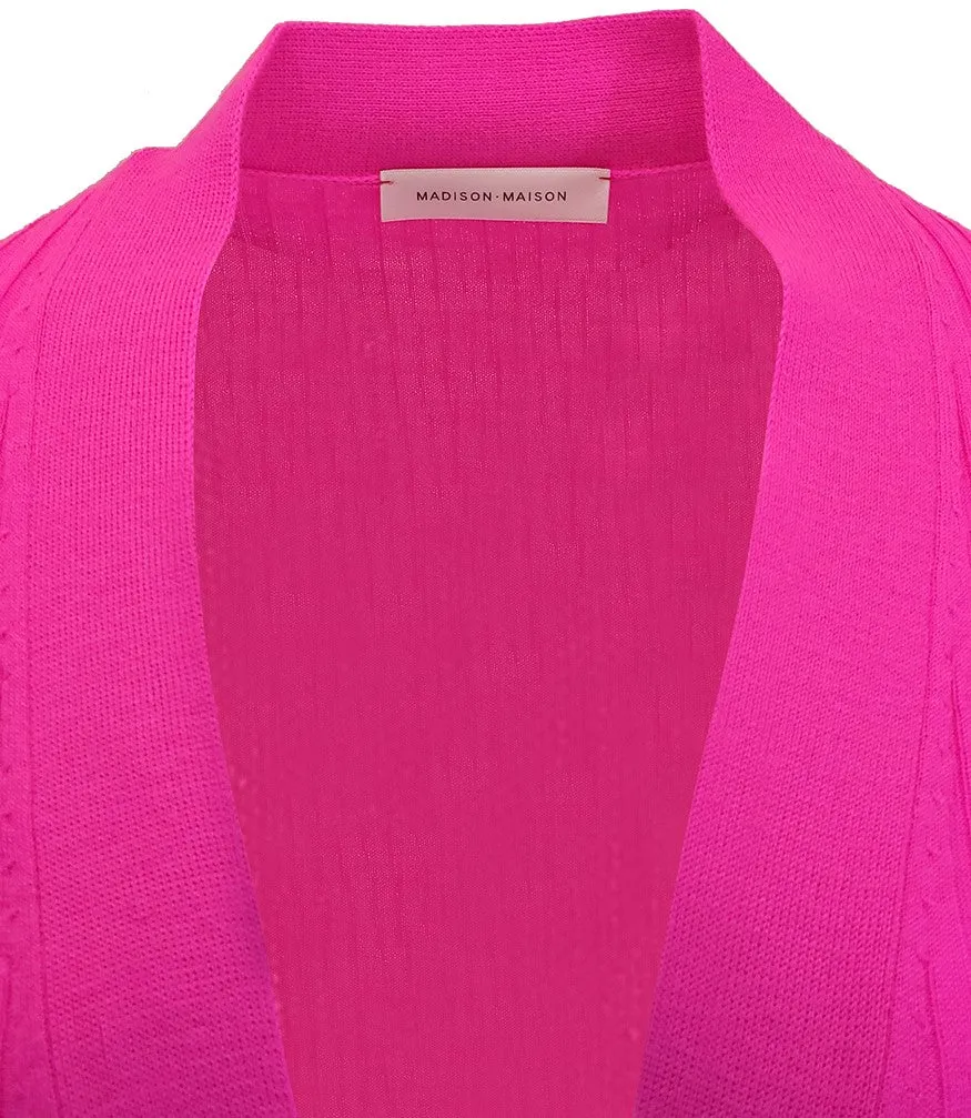 Pink Wool Ribbed Cardigan Dress