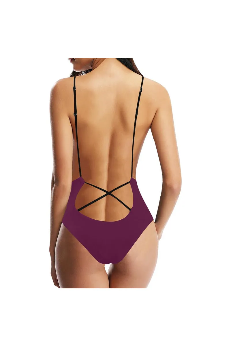 Plum Goodness Sexy Lacing Backless One-Piece Swimsuit (Model S10)