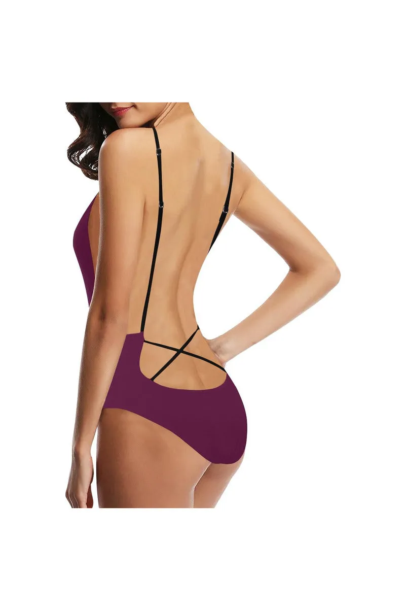 Plum Goodness Sexy Lacing Backless One-Piece Swimsuit (Model S10)