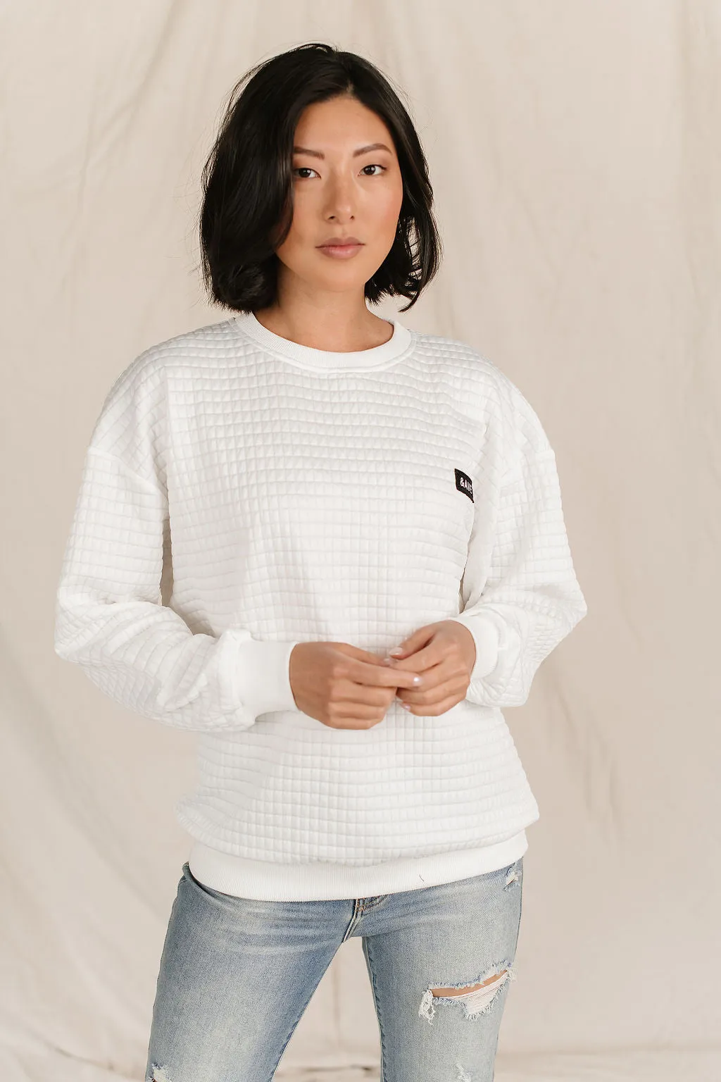 Quilted Pullover - White