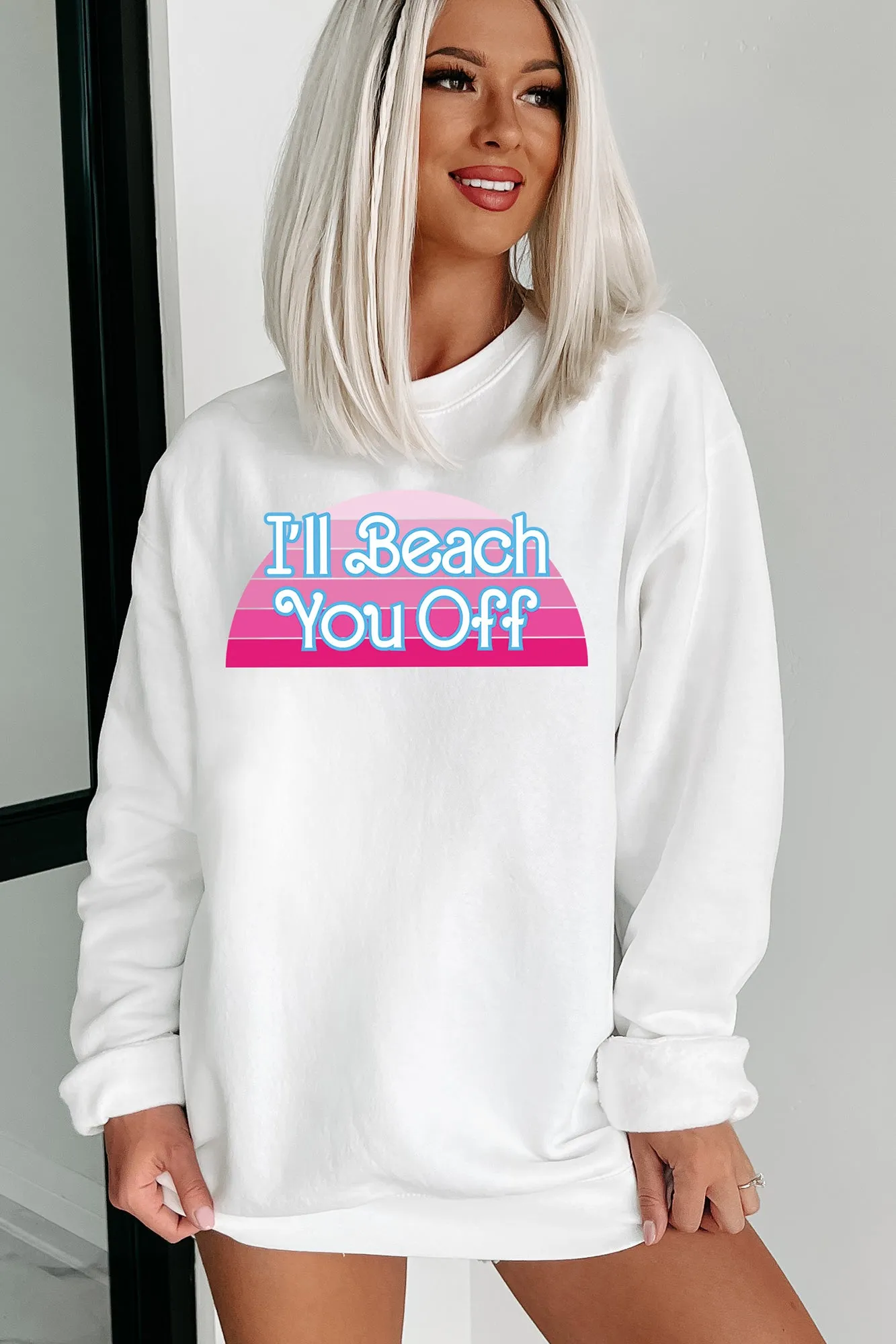 "I'll Beach You Off" Graphic - Multiple Shirt Options (White) - Print On Demand