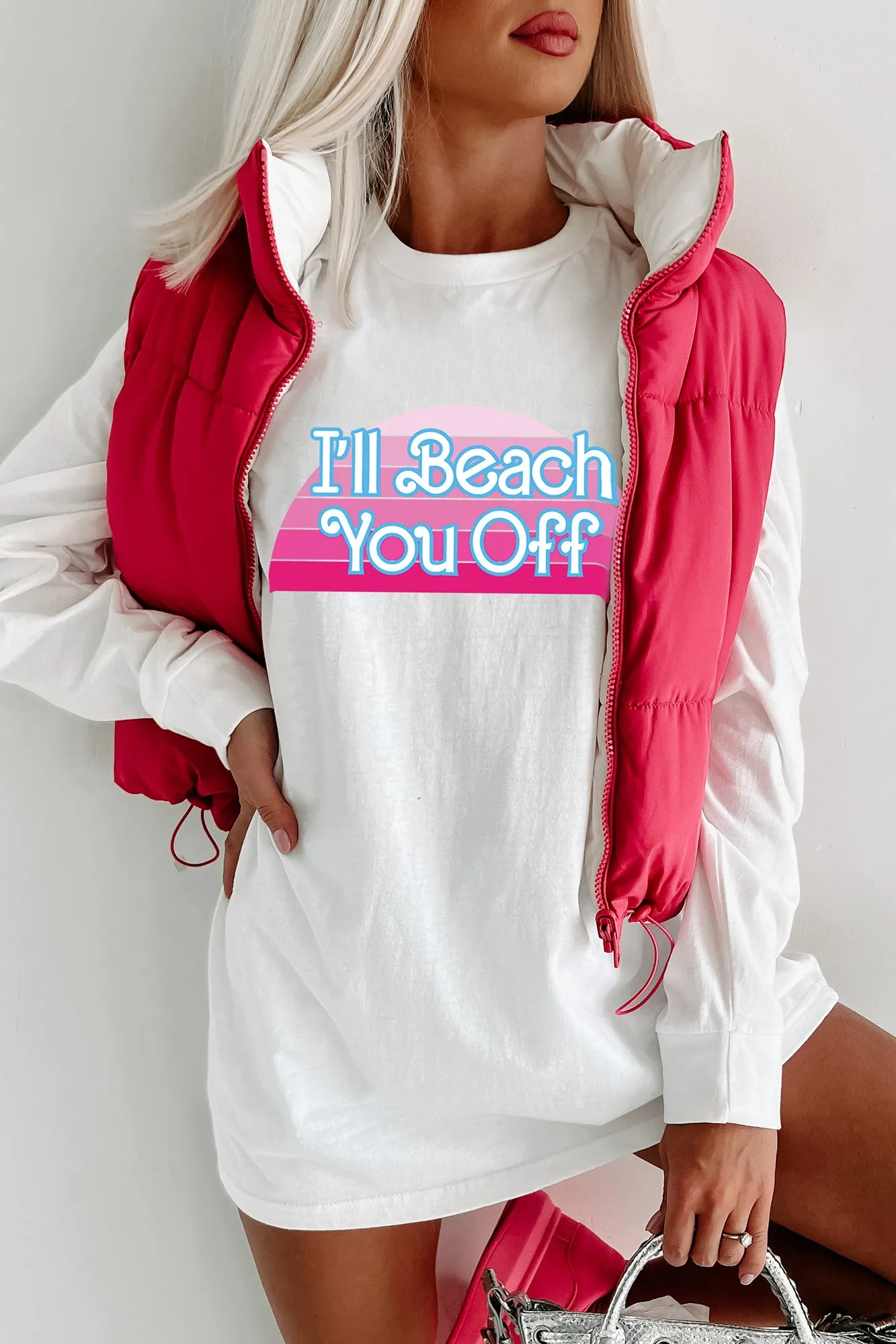 "I'll Beach You Off" Graphic - Multiple Shirt Options (White) - Print On Demand