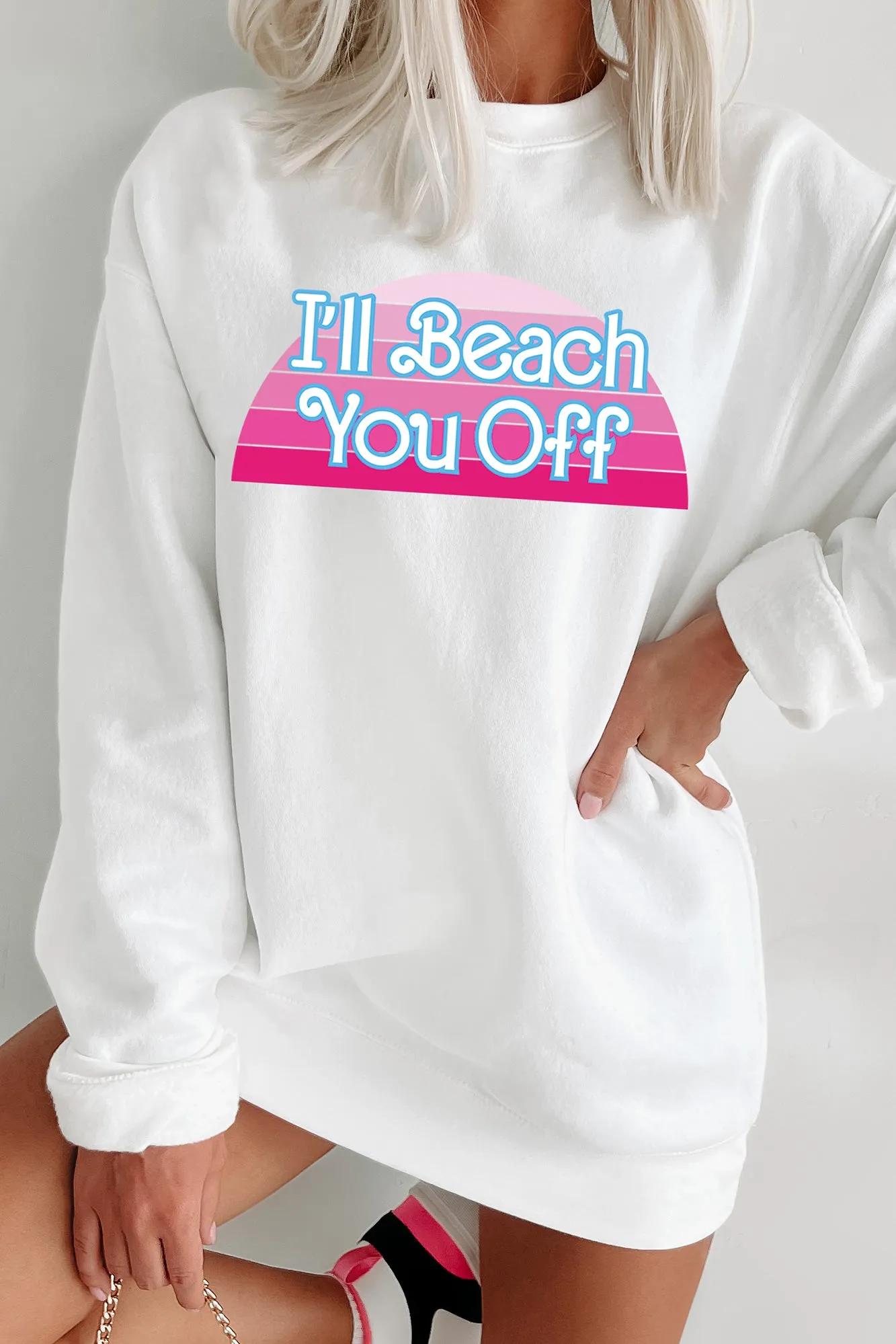 "I'll Beach You Off" Graphic - Multiple Shirt Options (White) - Print On Demand