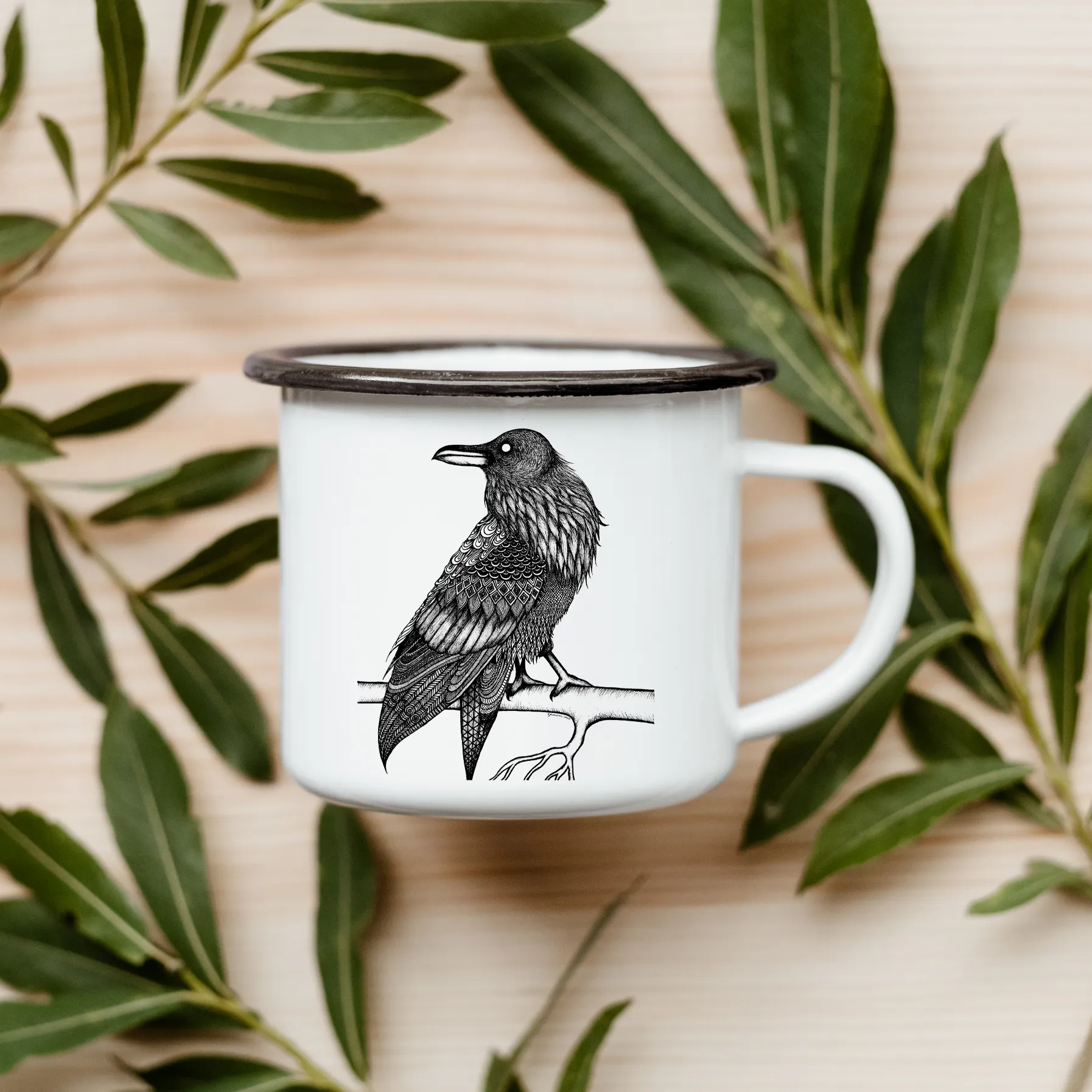 "Space Raven" Black/White Version - 11oz Camp Mug