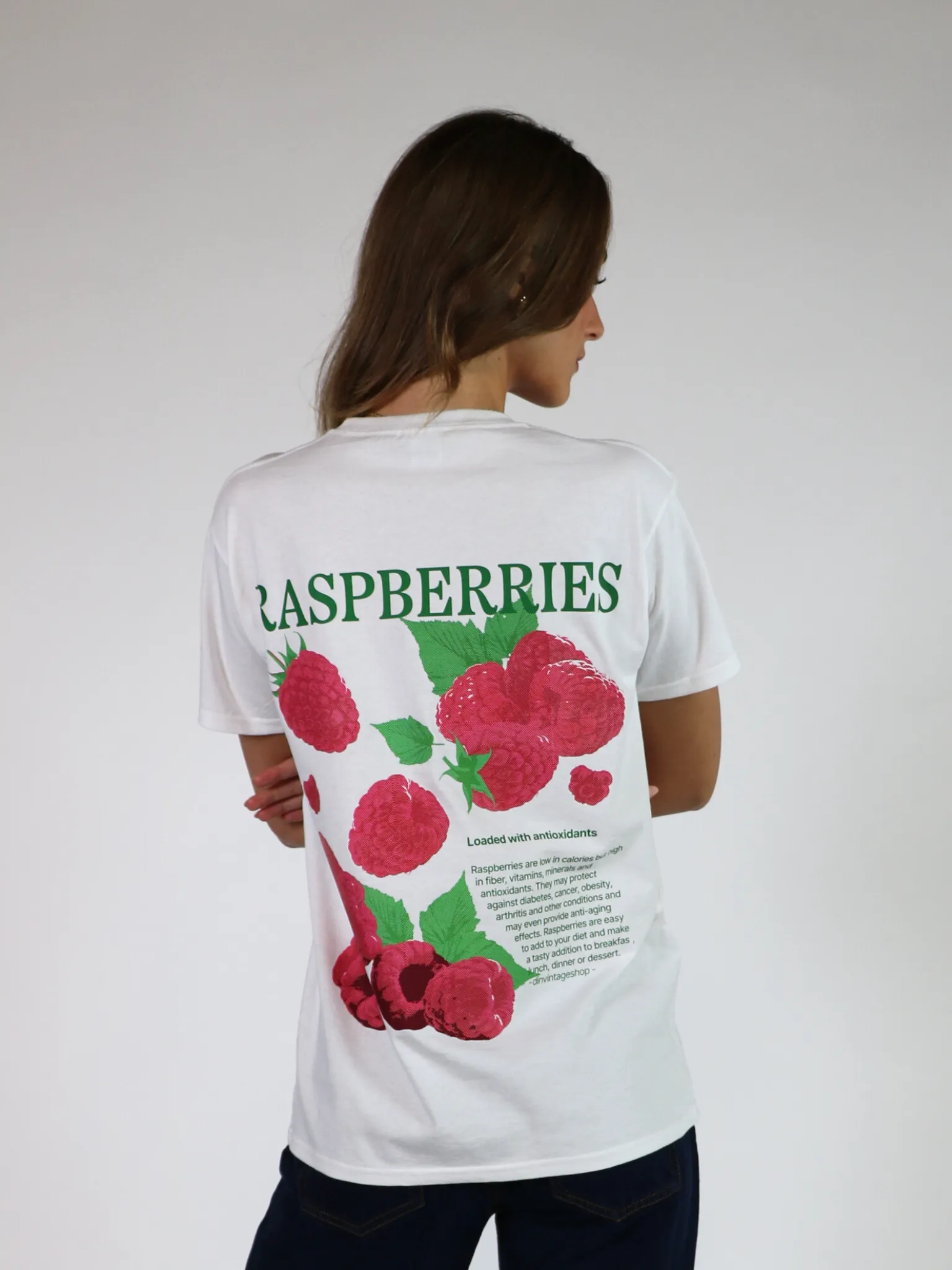 RASPBERRIES (rygprint) T-SHIRT - HVID