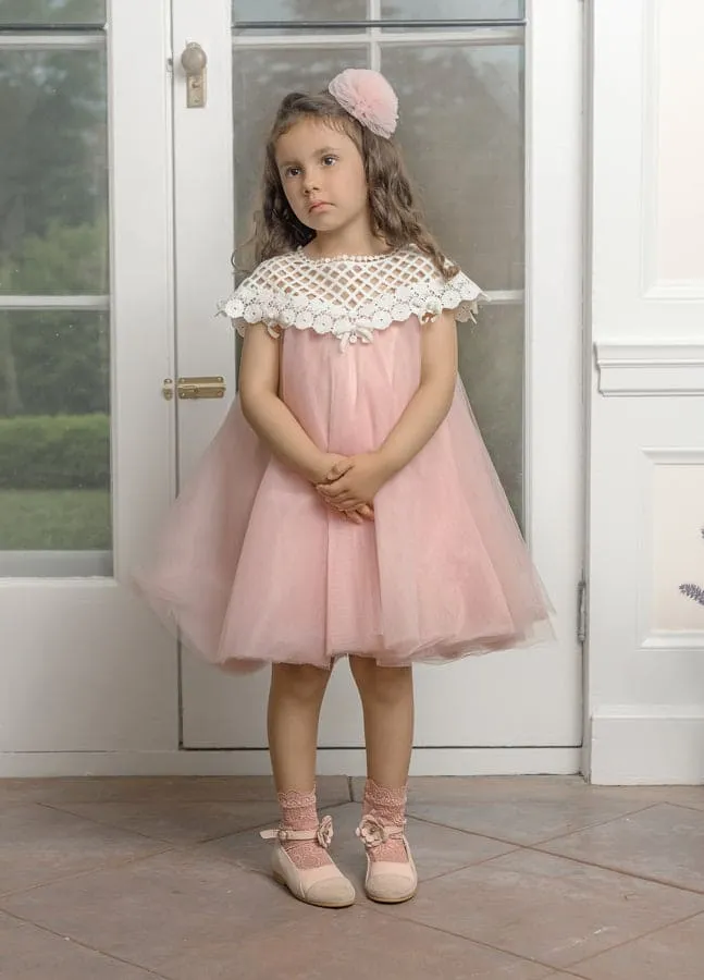 Rosa Pink Tulle Flower Dress