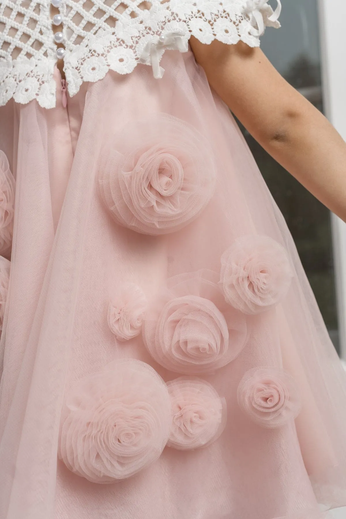 Rosa Pink Tulle Flower Dress