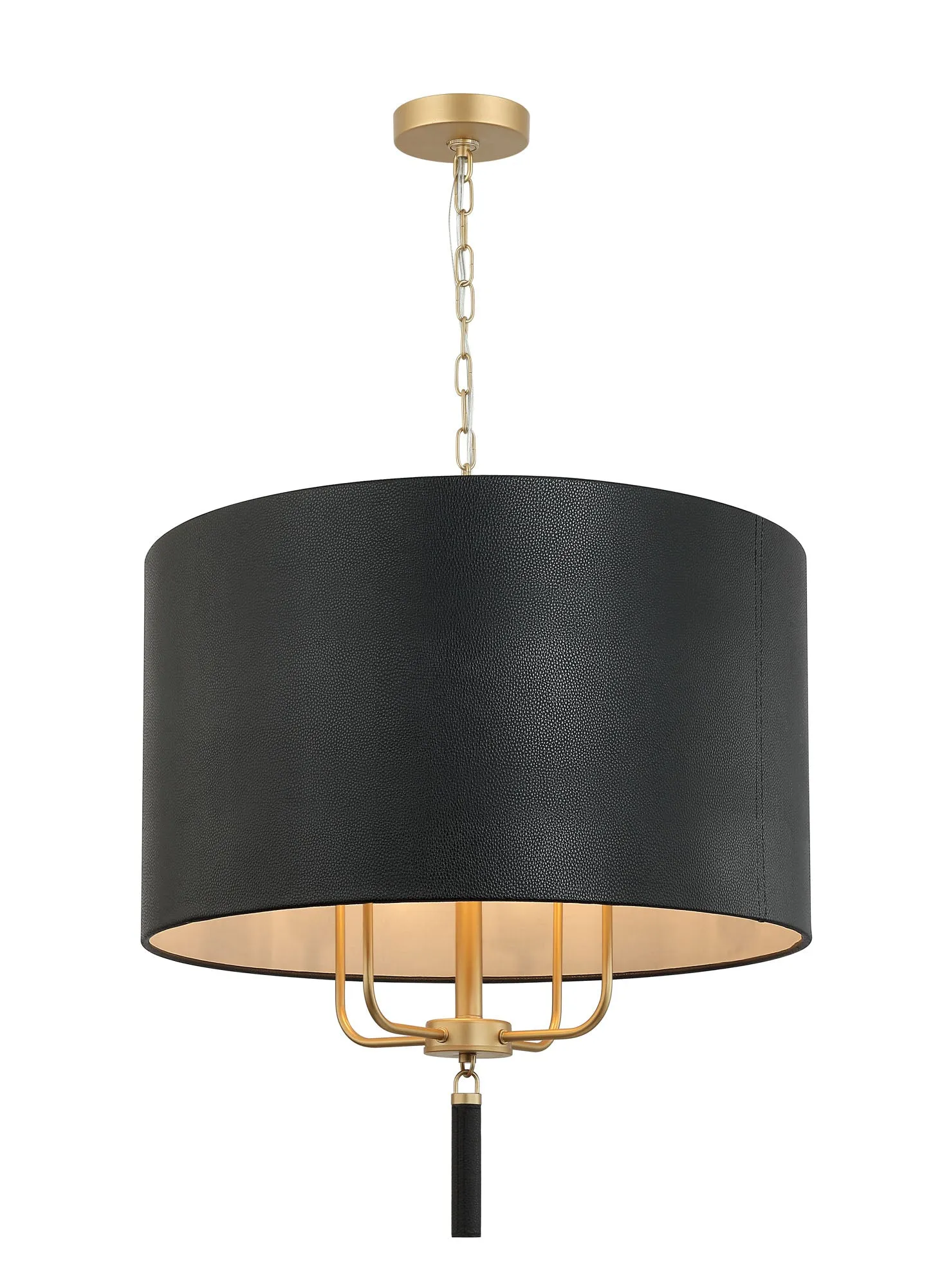 Secret Agent 368P04GOB 4-Light Pendant Light - Painted Gold/Black Leather