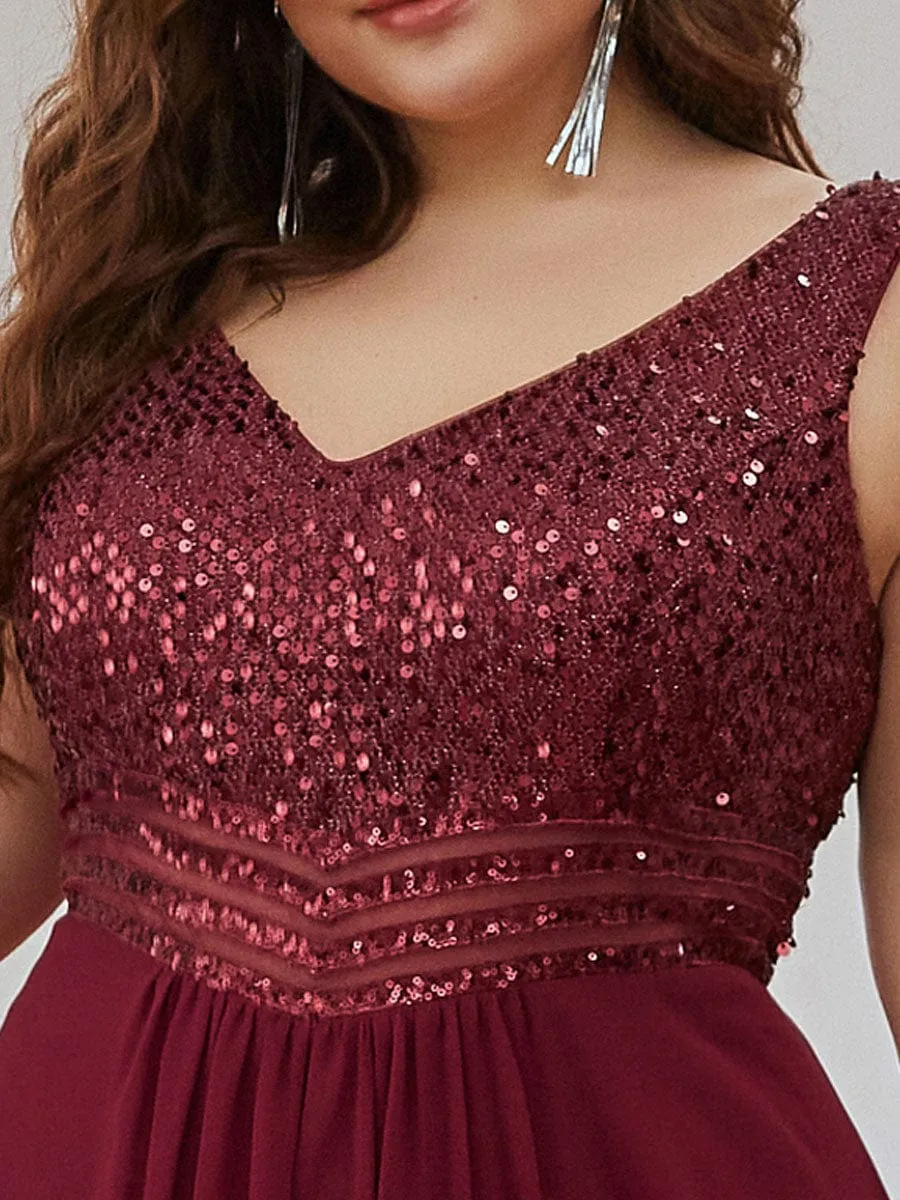 Sexy High-Low Maxi Chiffon Evening Dresses with Sequin