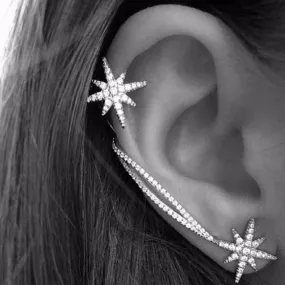 Snowflake Rhinestone Clip Ear Cuff