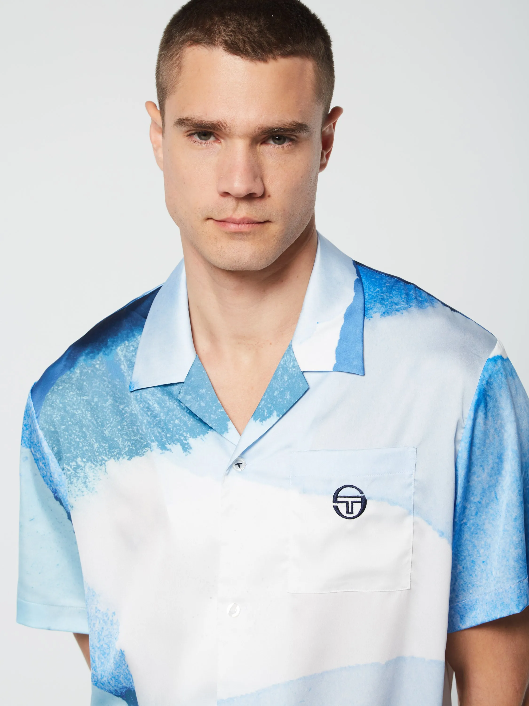 Spiaggia Cabana Shirt- Maritime Blue/ Multi