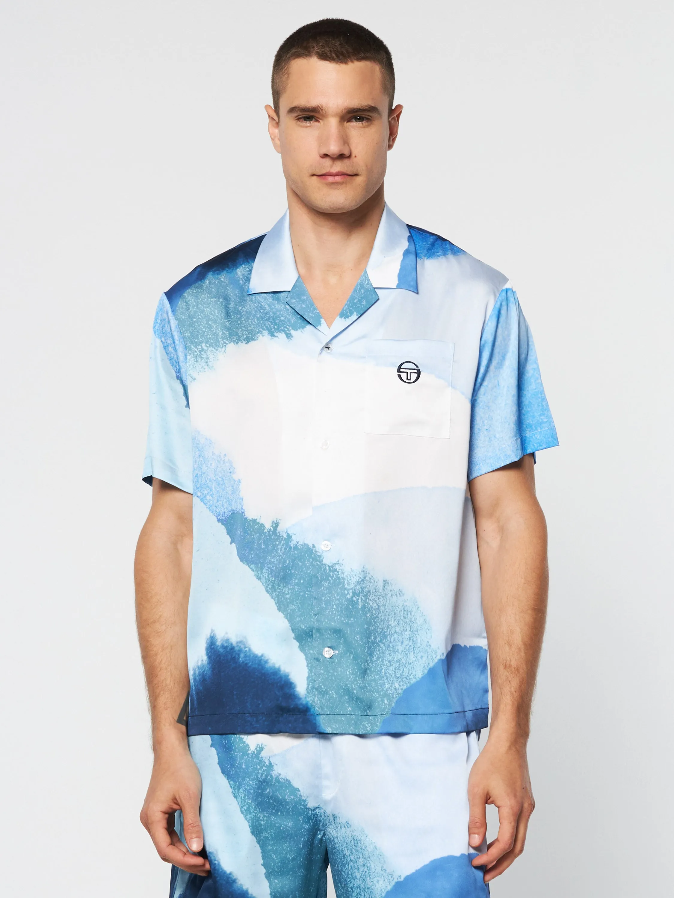 Spiaggia Cabana Shirt- Maritime Blue/ Multi