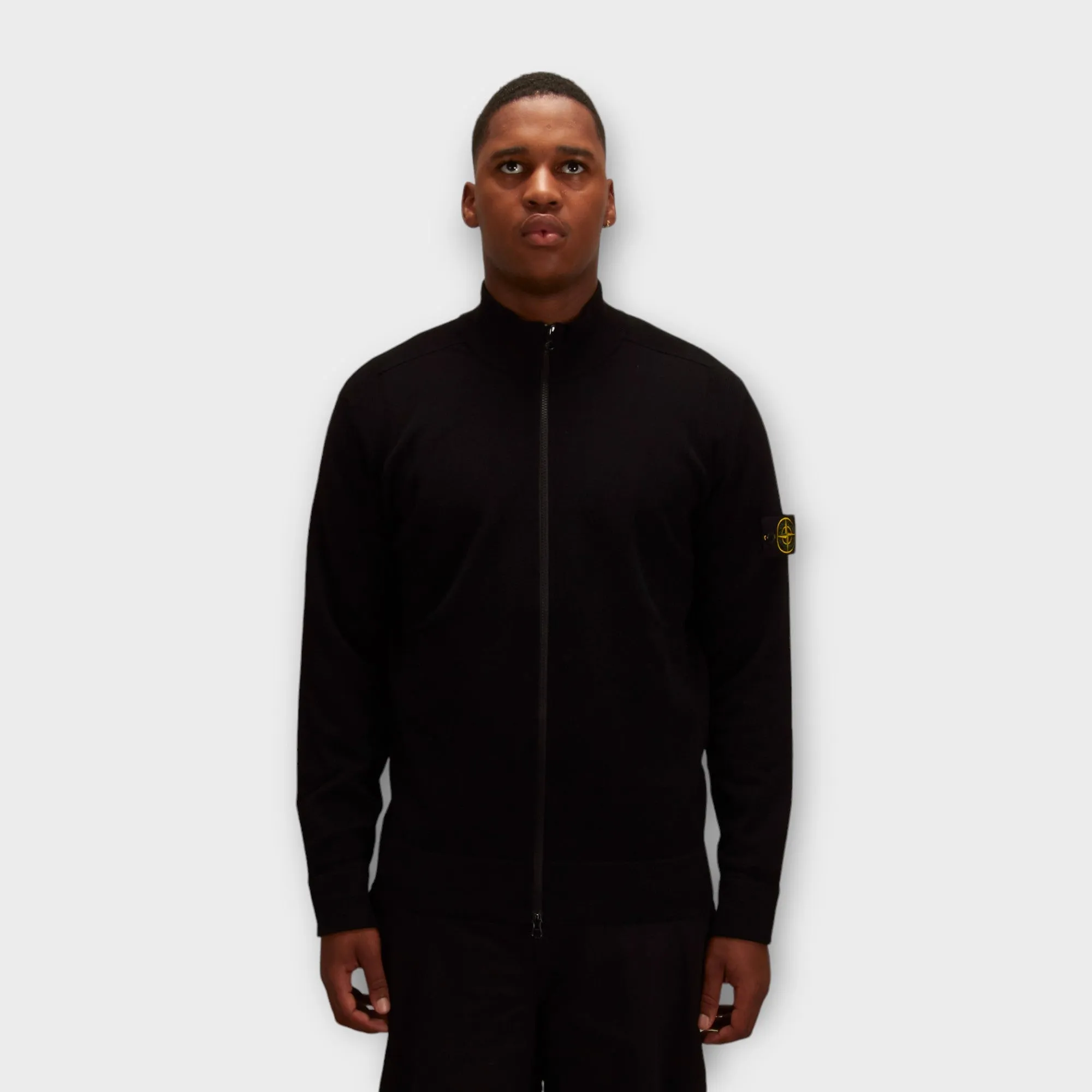 Stone Island 503A1 Full Zip Uldstrik I Sort