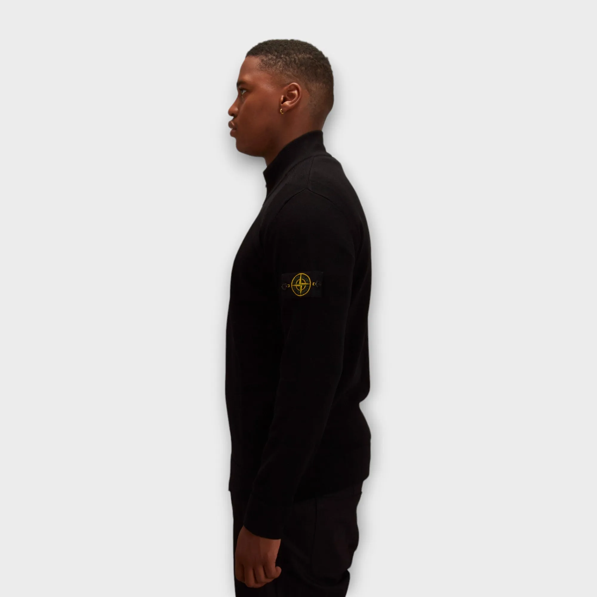 Stone Island 503A1 Full Zip Uldstrik I Sort