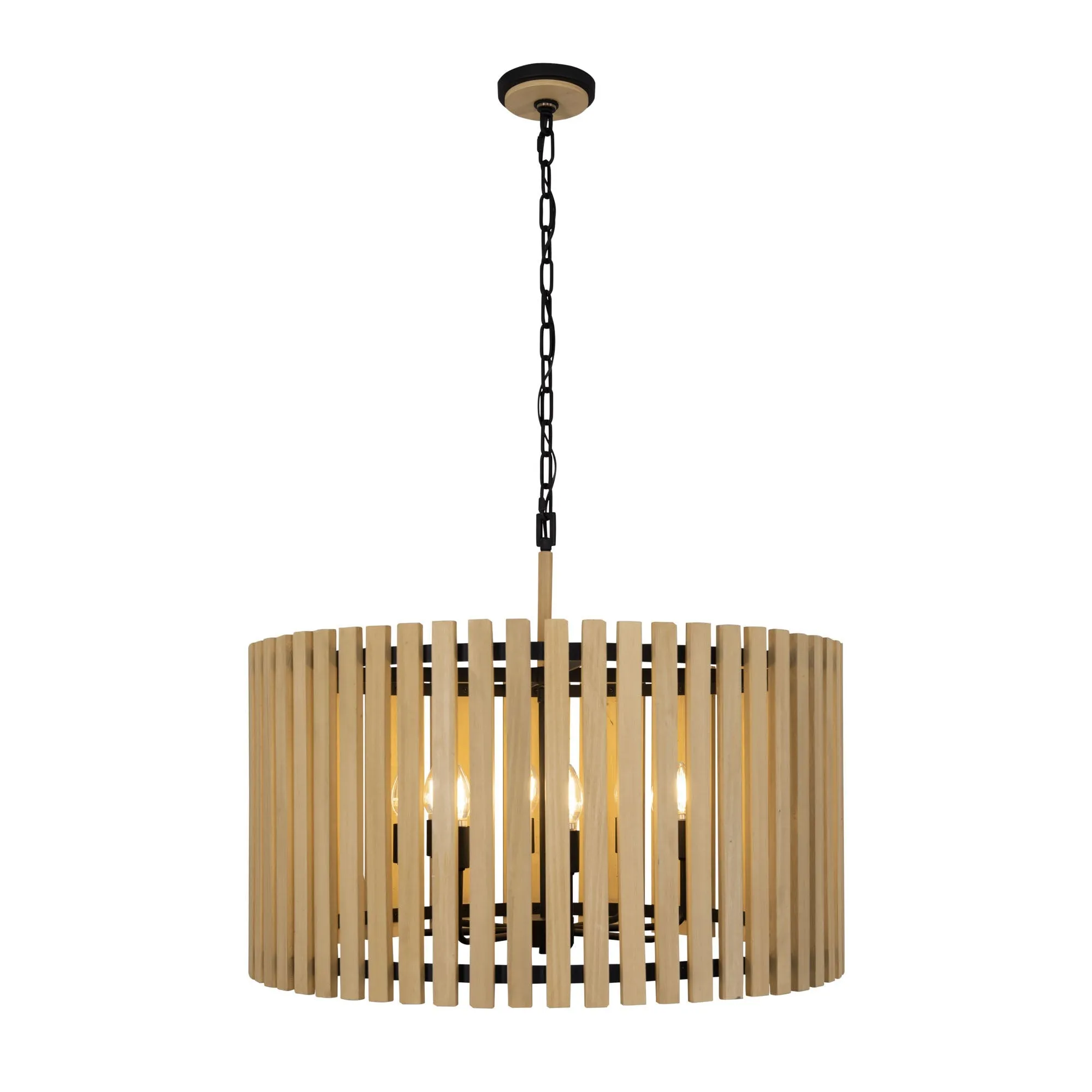 Suratto 387P08MBH 8-Light Pendant Light - Matte Black/Honey Blonde