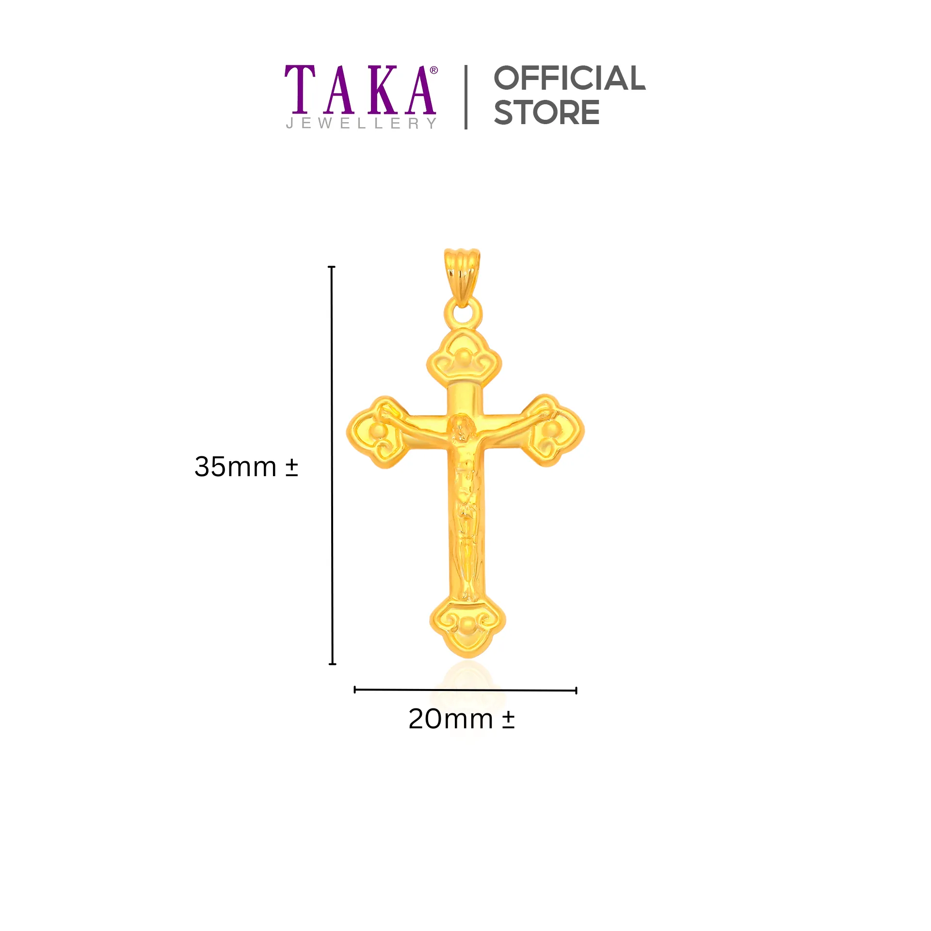 TAKA Jewellery 916 Gold Pendant Cross with Crucifix