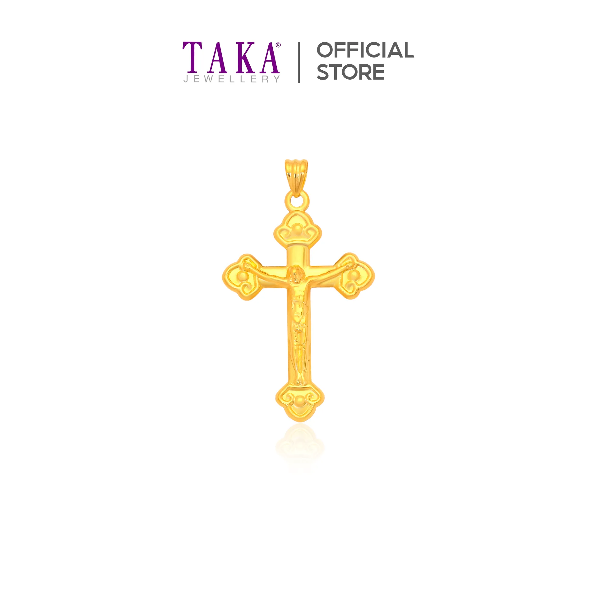 TAKA Jewellery 916 Gold Pendant Cross with Crucifix