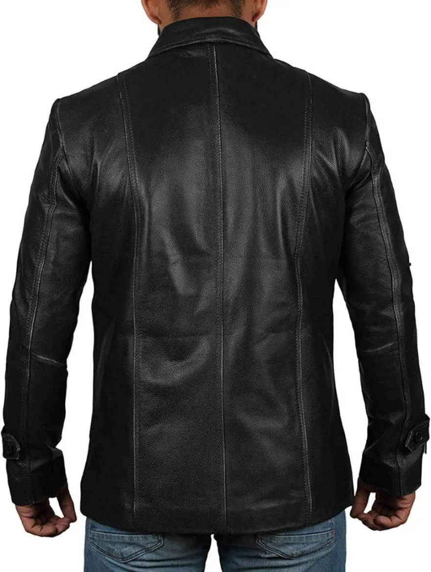 Trucker style leather jacket