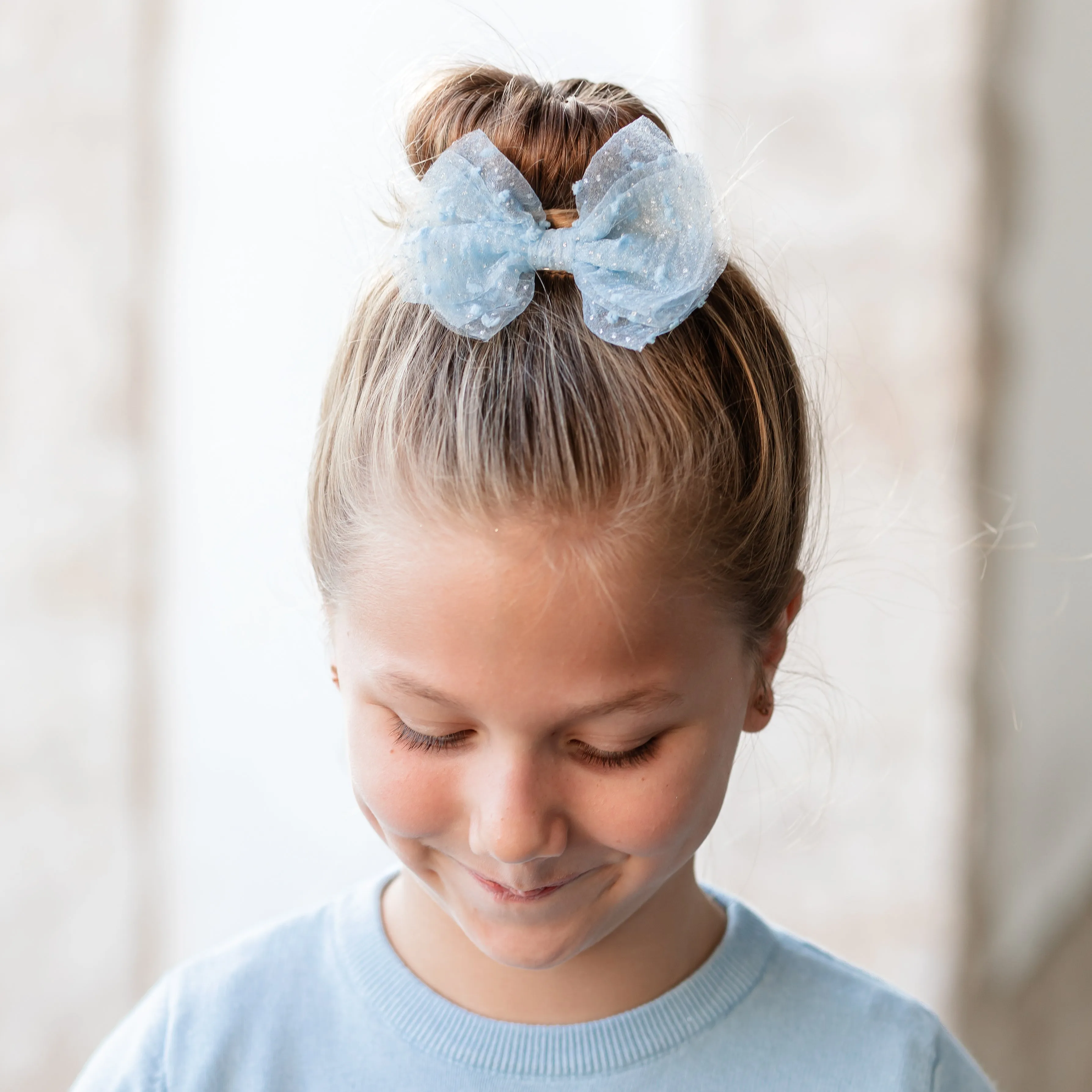 Tutu Bow Clip - Sparkly Winter Blue