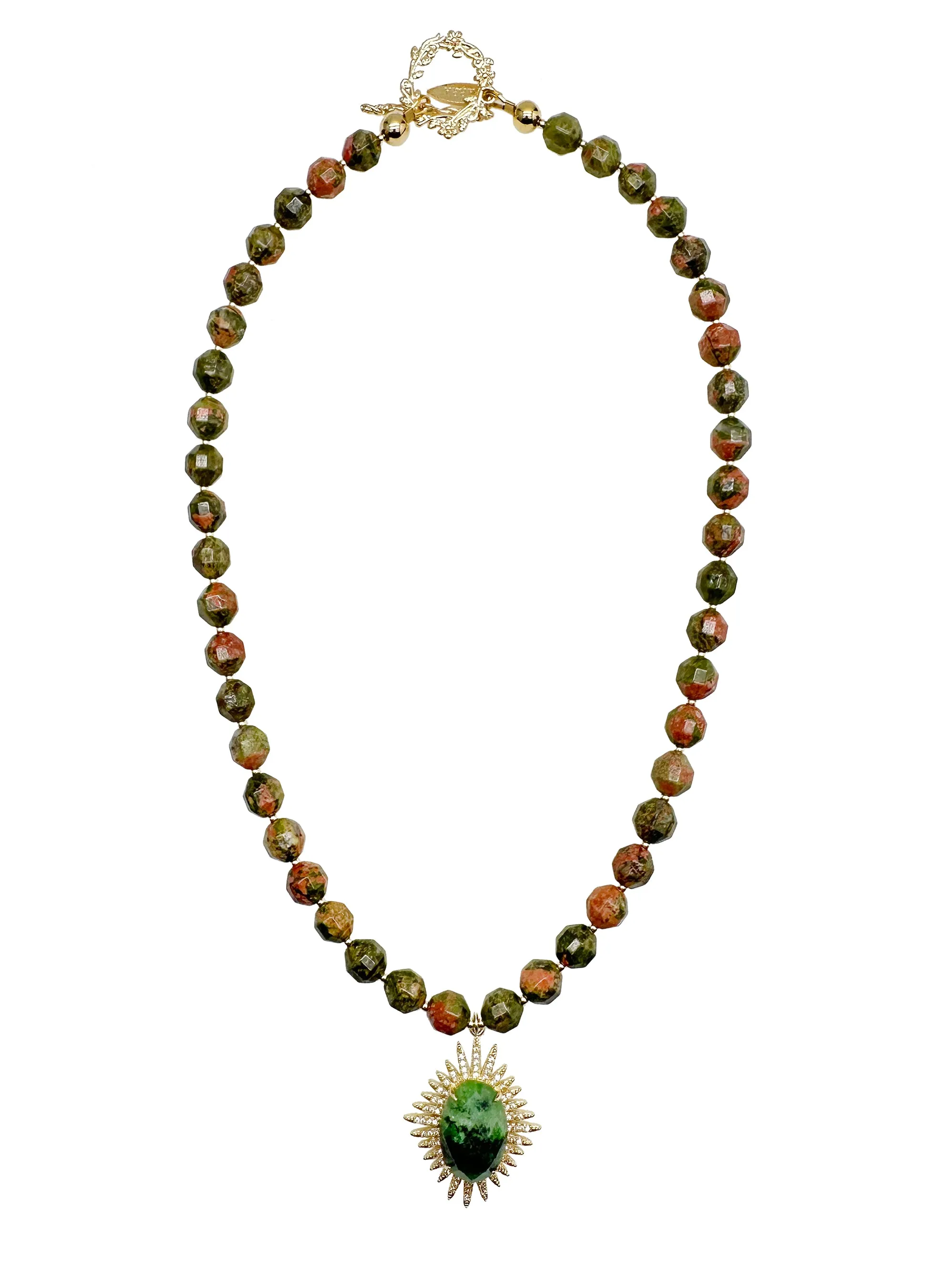 Unakite With Pendant Necklace KN030