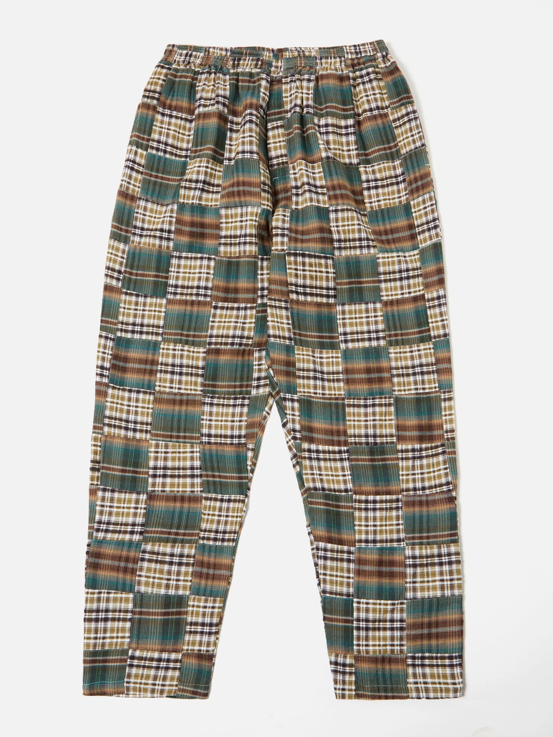 Universal Works Pyjama Set in Olive/Brown Patchwork Check