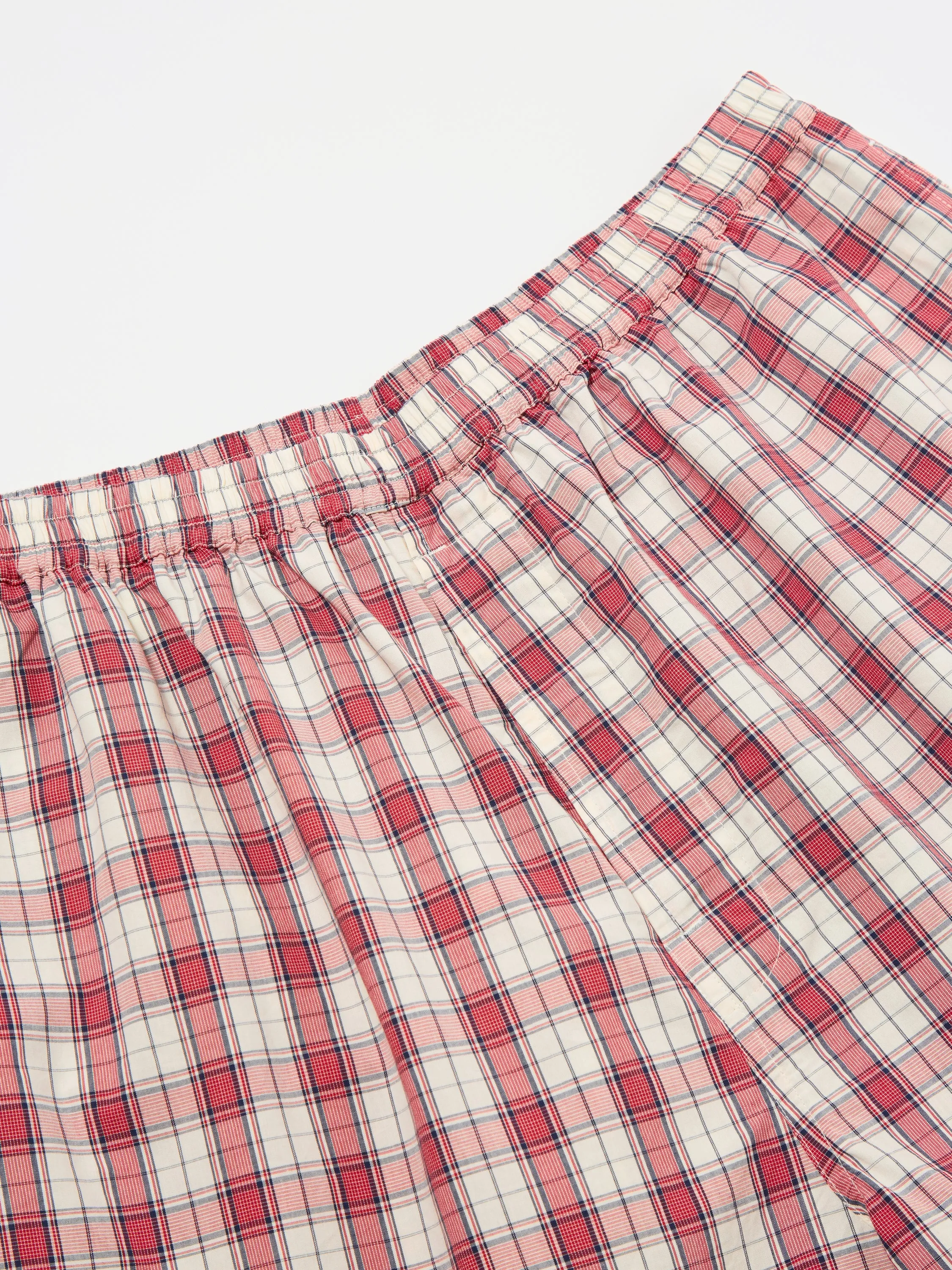 Universal Works Pyjama Short in Red Cotton Check