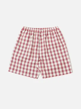 Universal Works Pyjama Short in Red Cotton Check