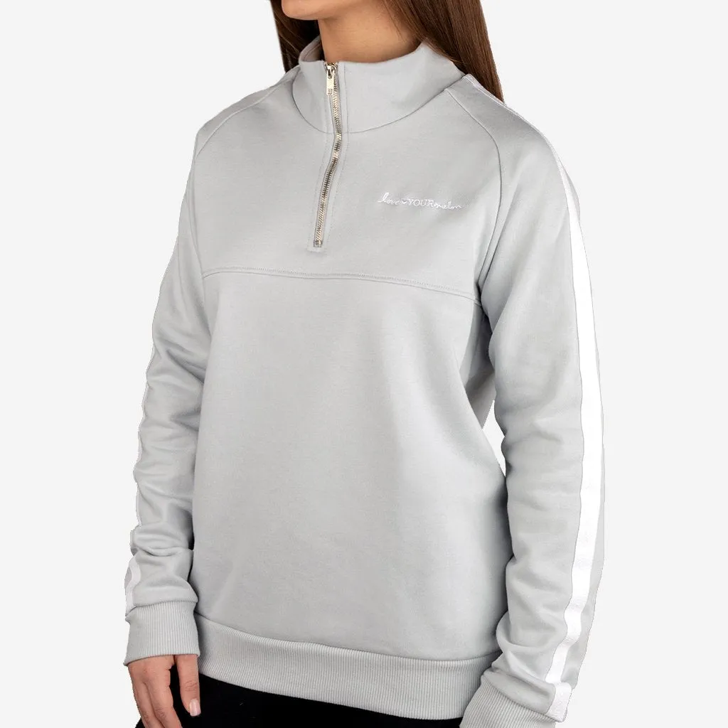 Women's Light Gray Taped Quarter Zip Sweatshirt