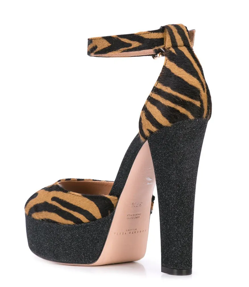 Zebra Venezia Platform Heel